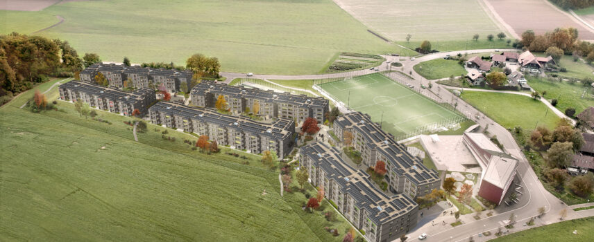 Areal Feuerfalter in Köniz, das erste Plusenergie-Quartier im Kanton Bern